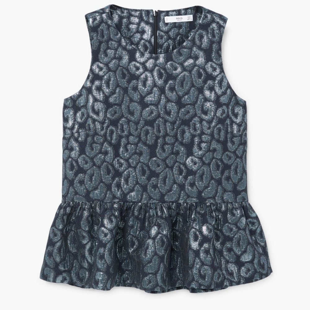 MANGO PEPLUM CUT TOP WITH RUFFLE DETAILS